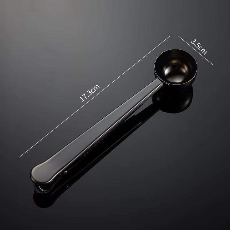 Stainless Steel Coffee Scoop with Clip, Multi-Function Spoon Bag Sealing Clip for Coffee Beans and Tea Leaves